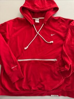 Nike Men’s Red Crewneck Hoodie with Front Zip Pocket